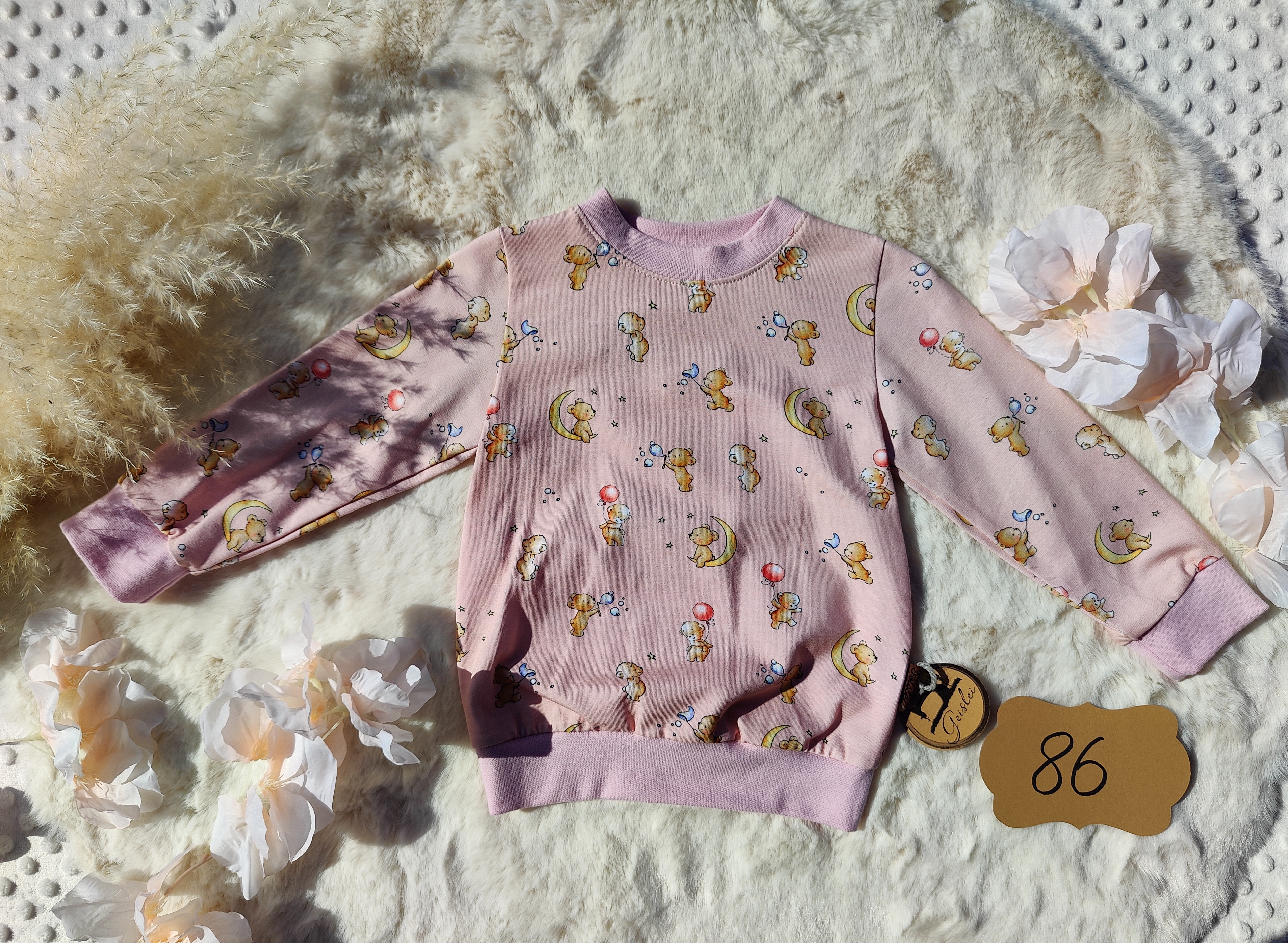 Pullover Bärchen Rosa- Größe 86