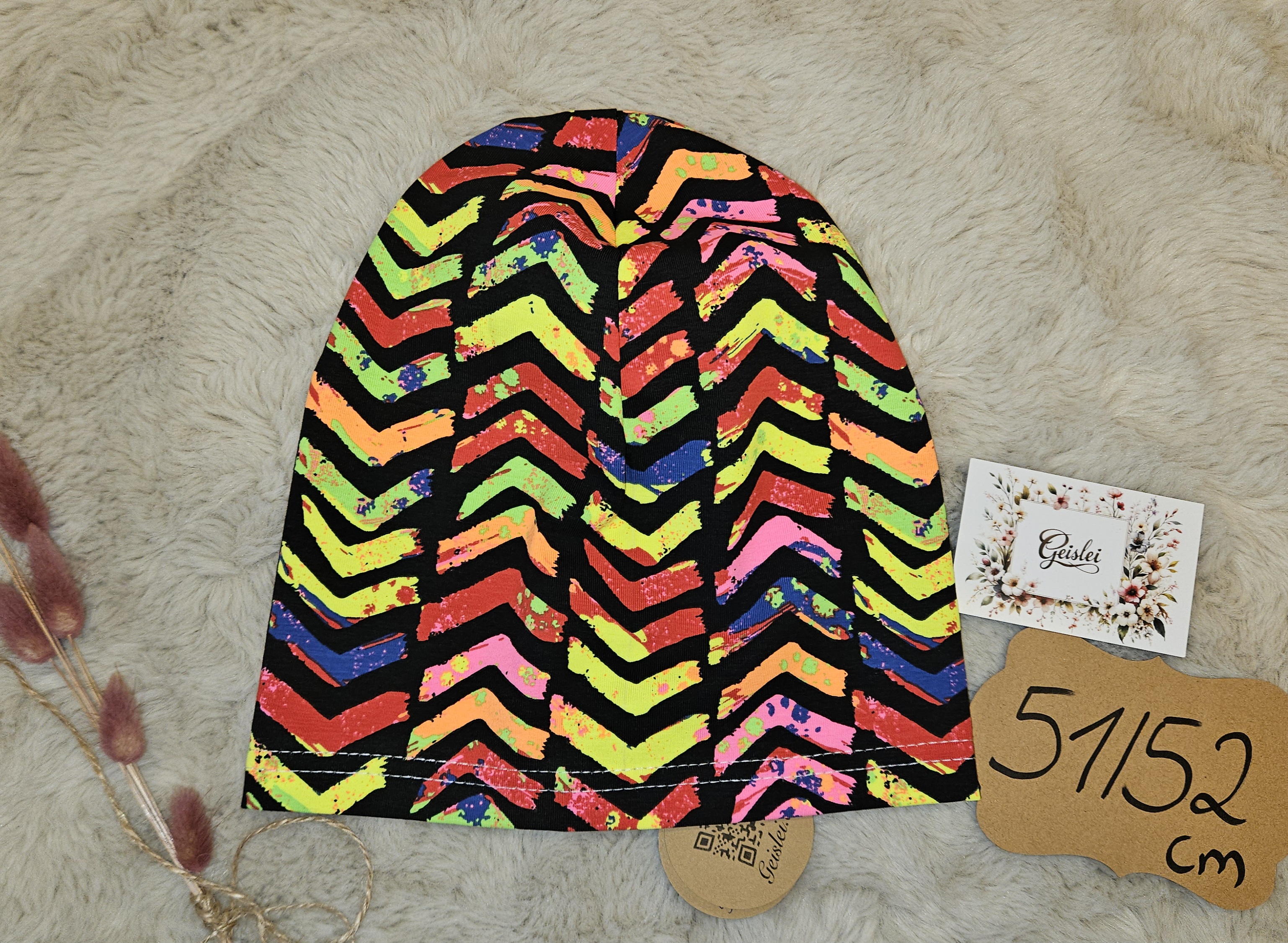 Beanie einlagig Crazy Bunt - Größe 51/52 cm