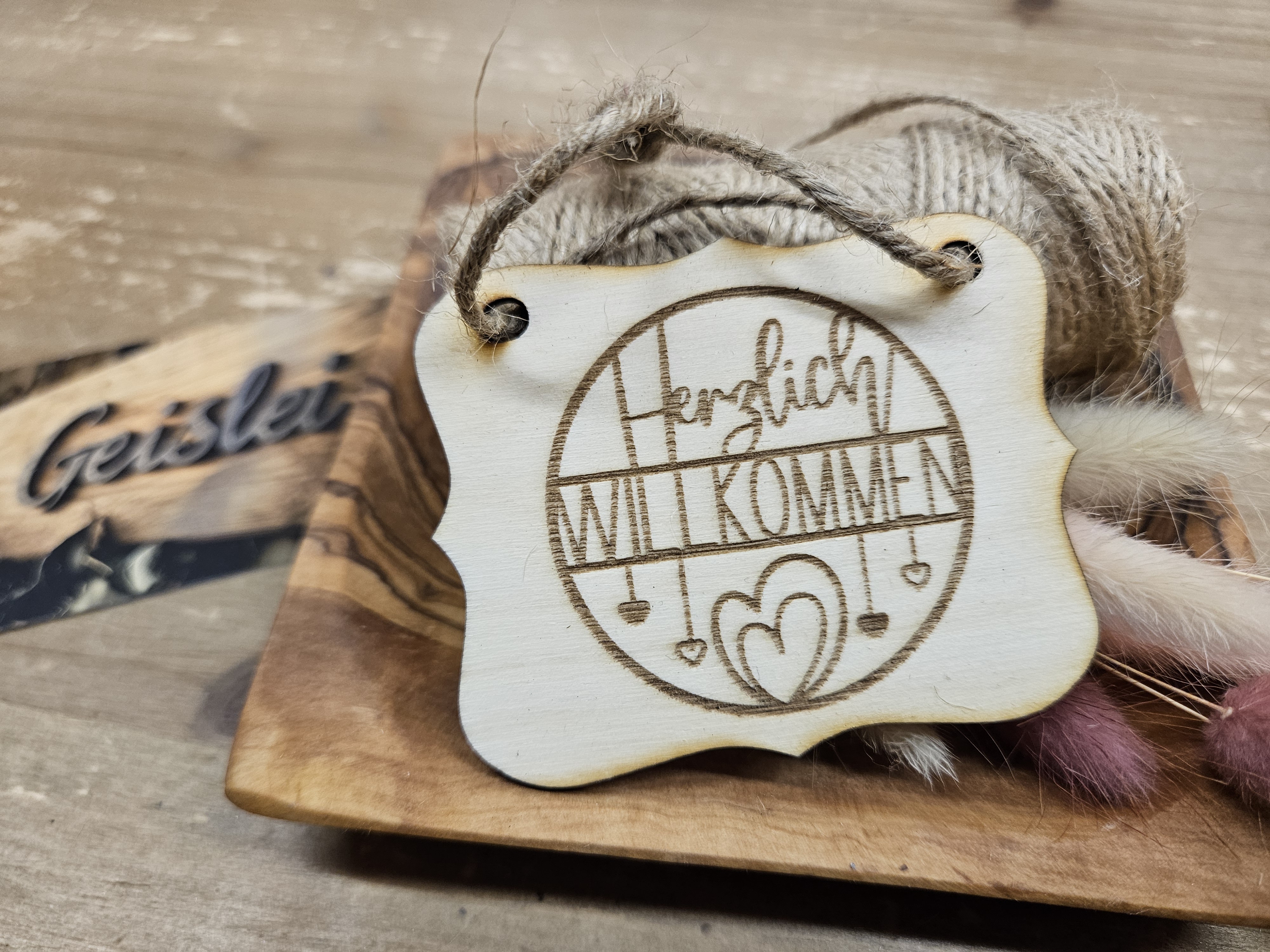 Spruchschildchen - Herzlich Willkommen