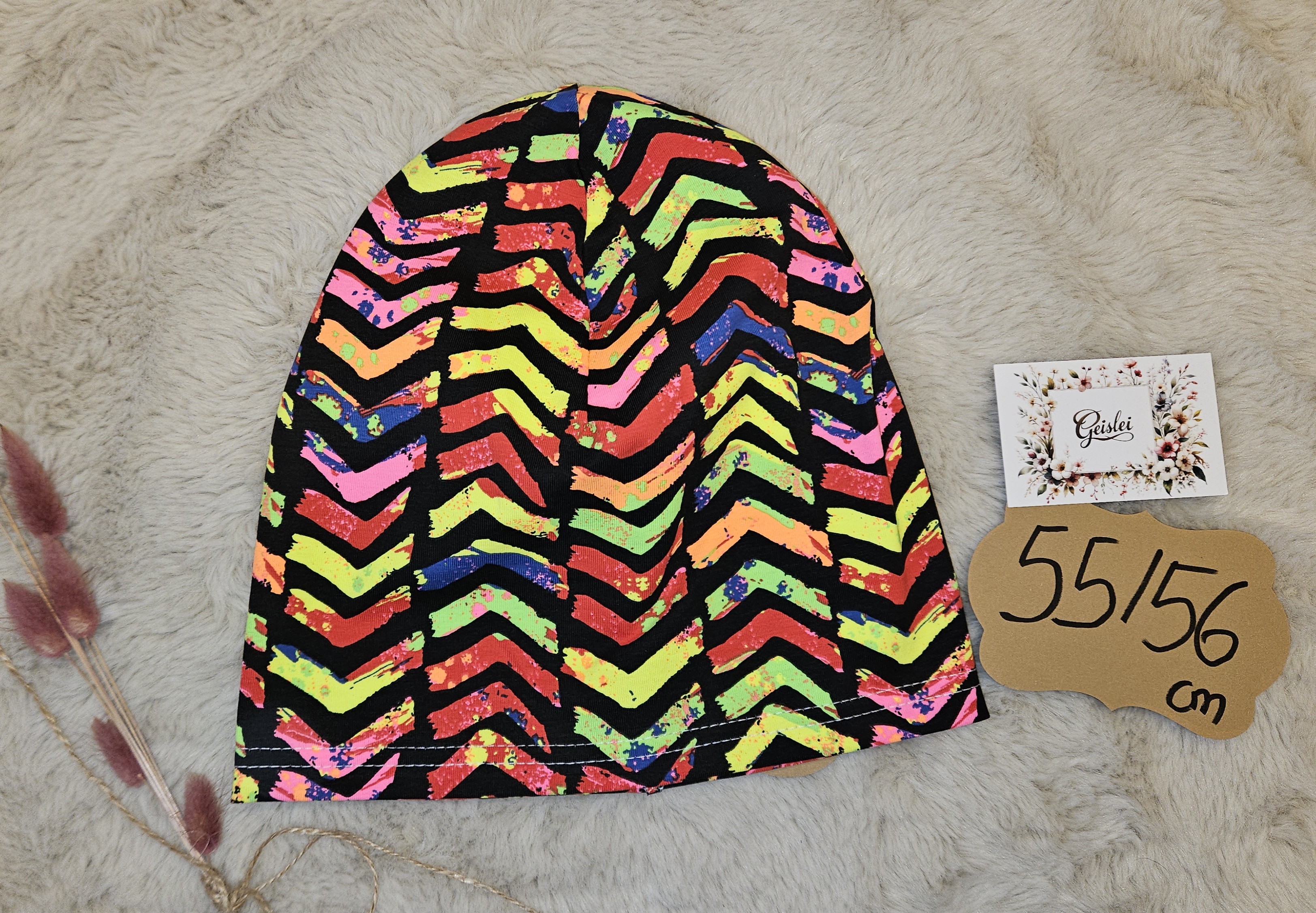 Beanie einlagig Crazy Bunt - Größe 55/56 cm