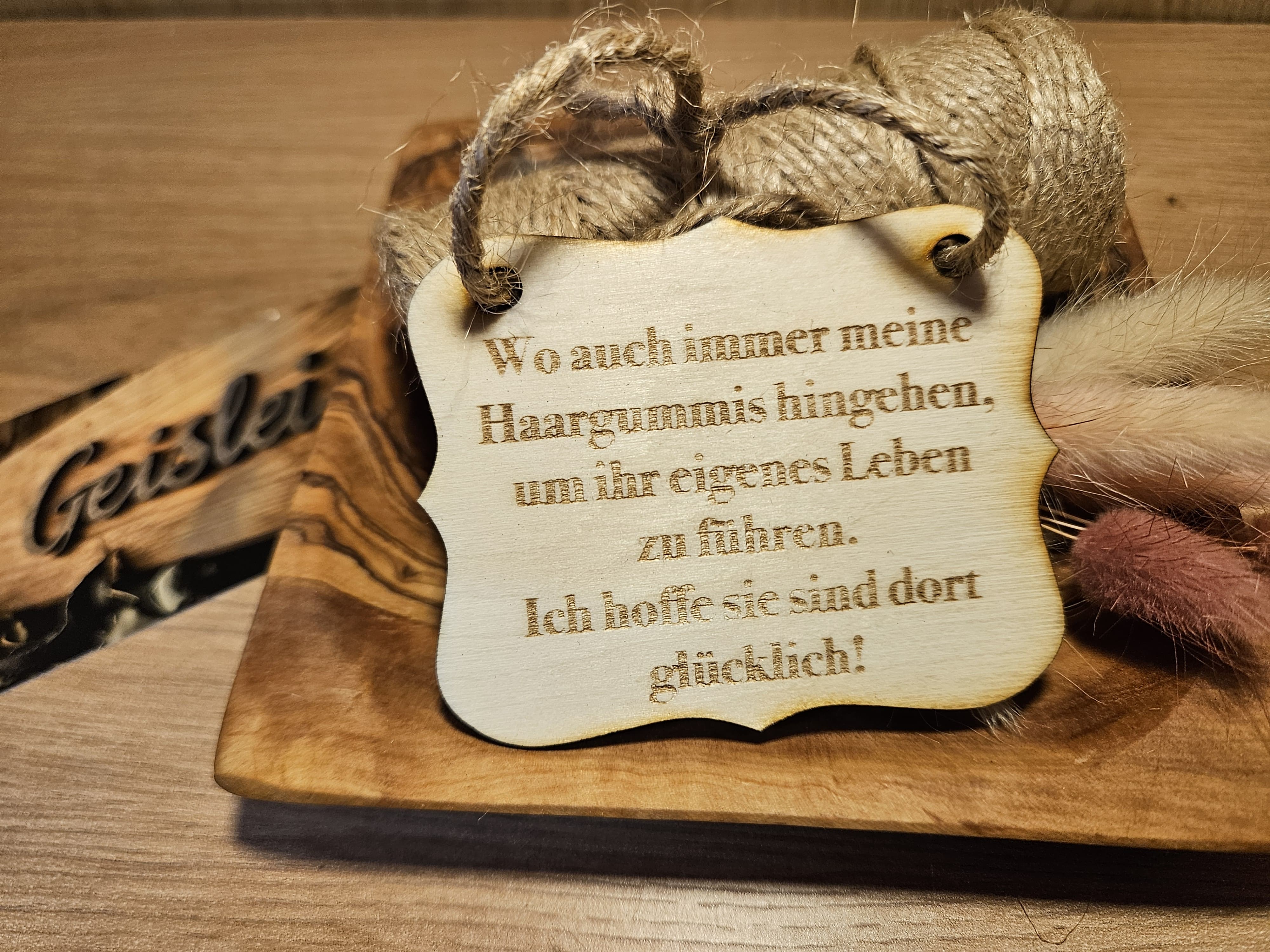Spruchschildchen - Haargummis