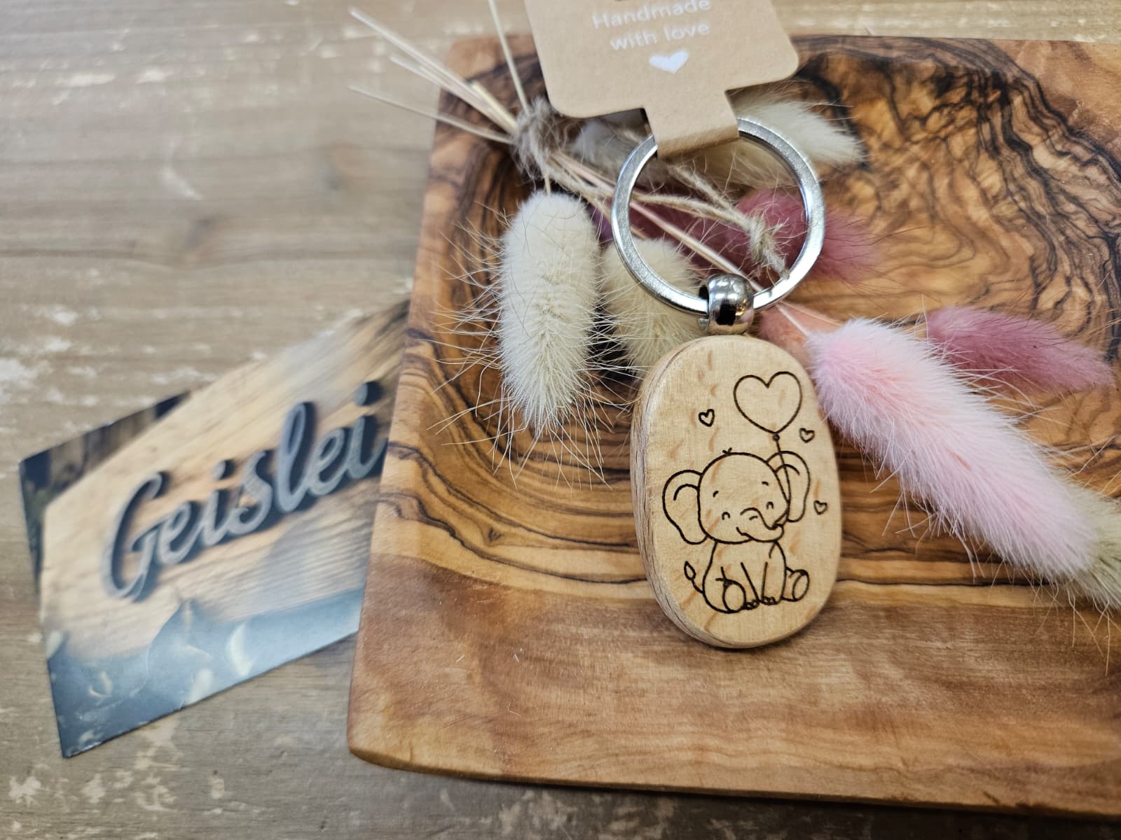 Schlüsselanhänger - Elefant mit Herzballon