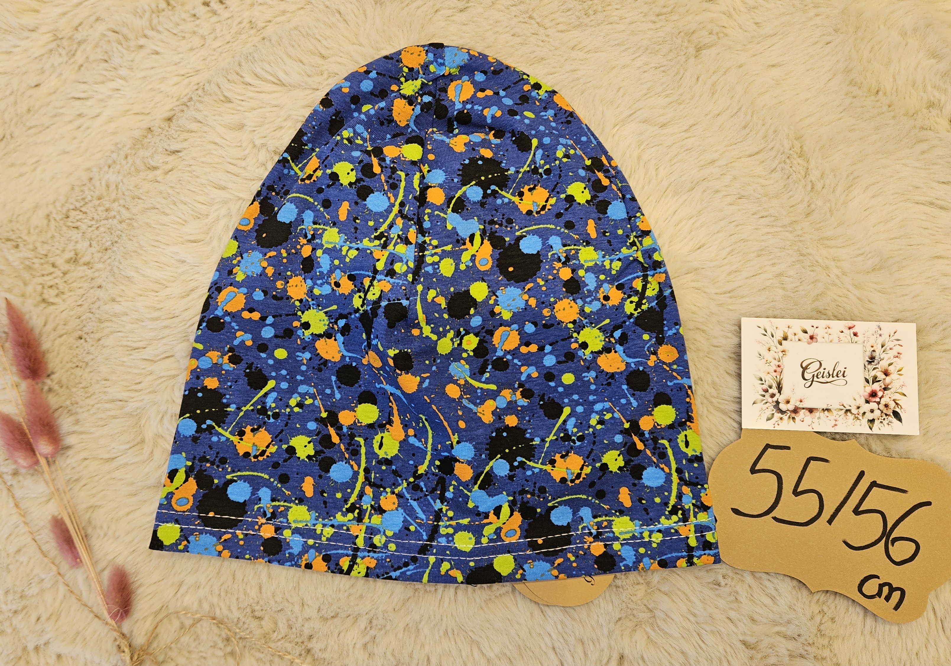 Beanie einlagig Crazy Blau - Größe 55/56 cm