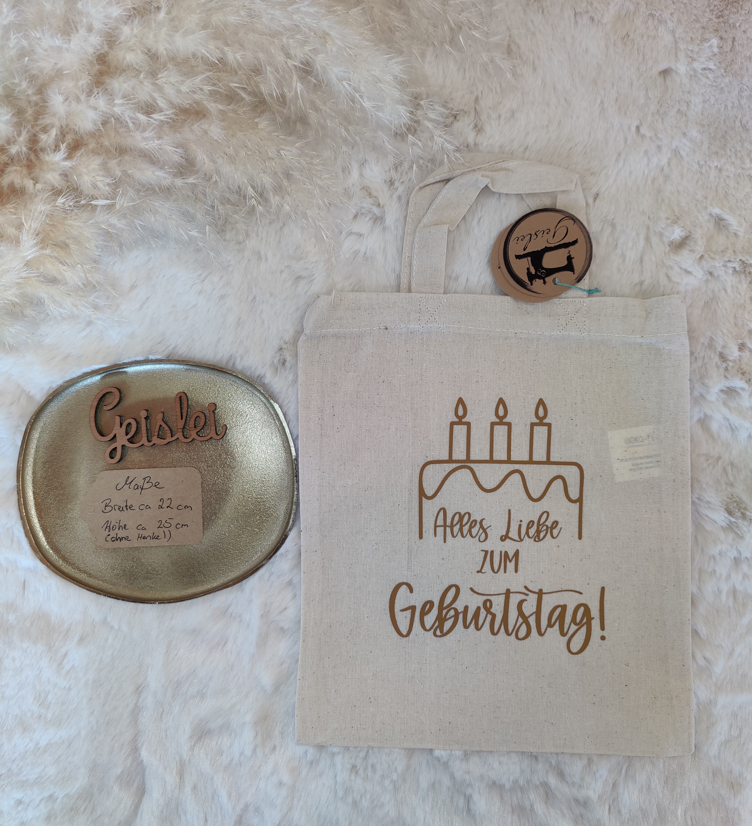Mini Geschenkbeutel Geburtstagstorte bronze