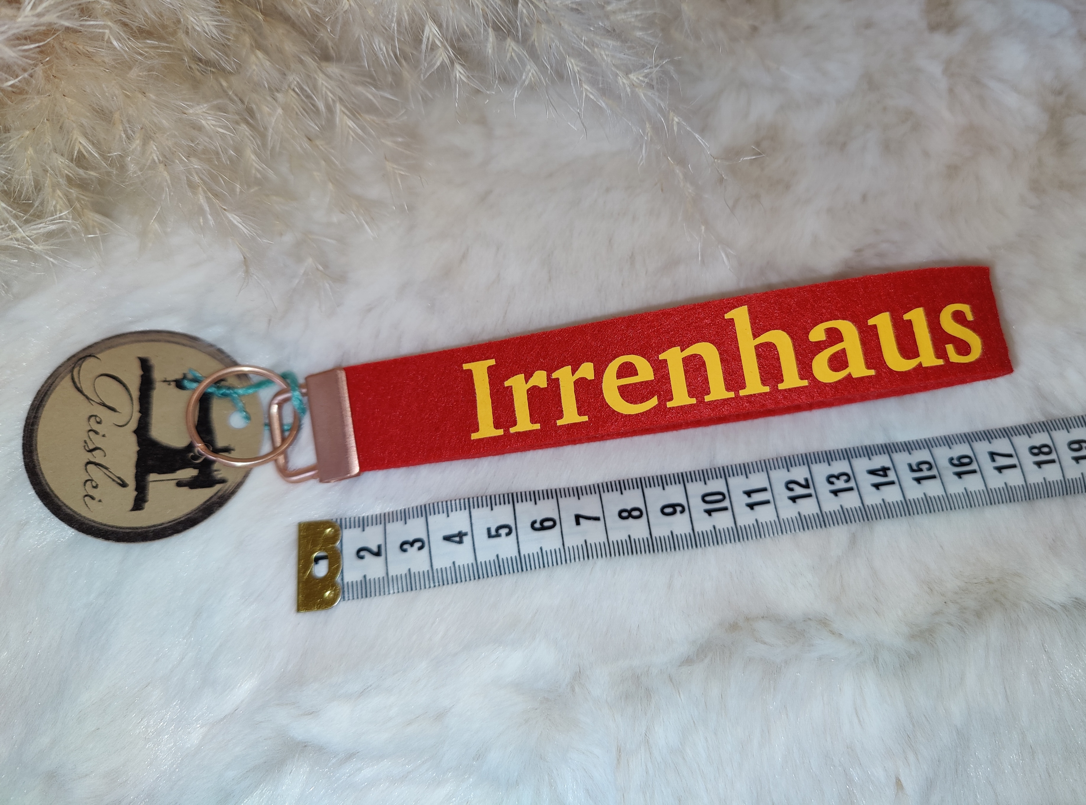 Schlüsselanhänger Irrenhaus rot