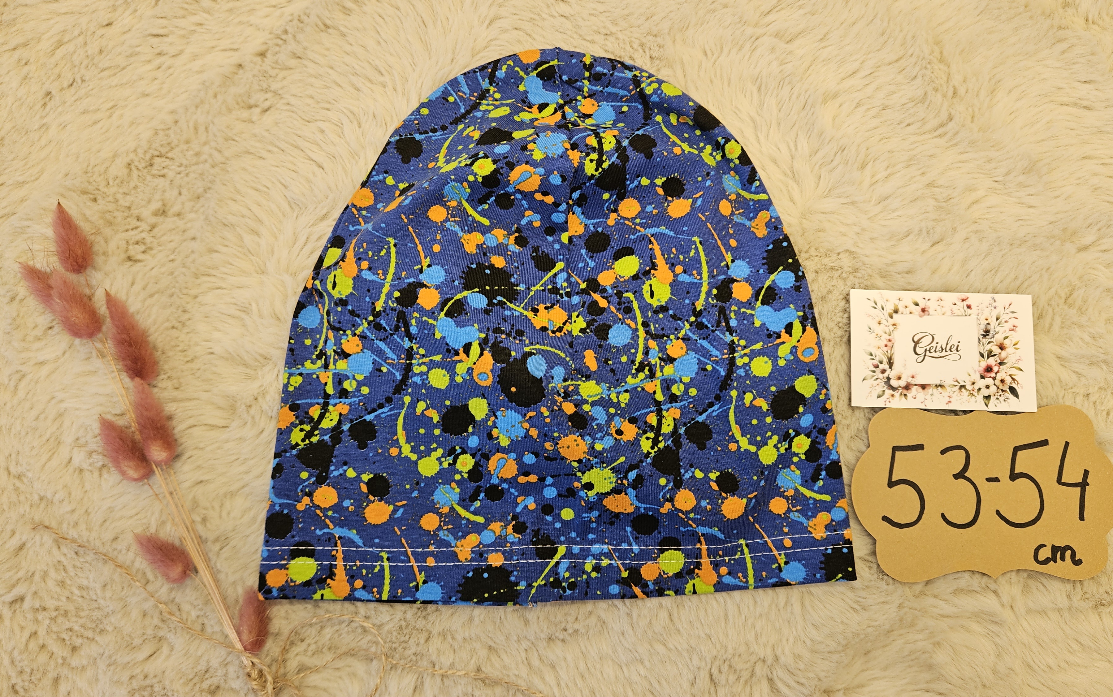Beanie einlagig Crazy Blau - Größe 53/54cm