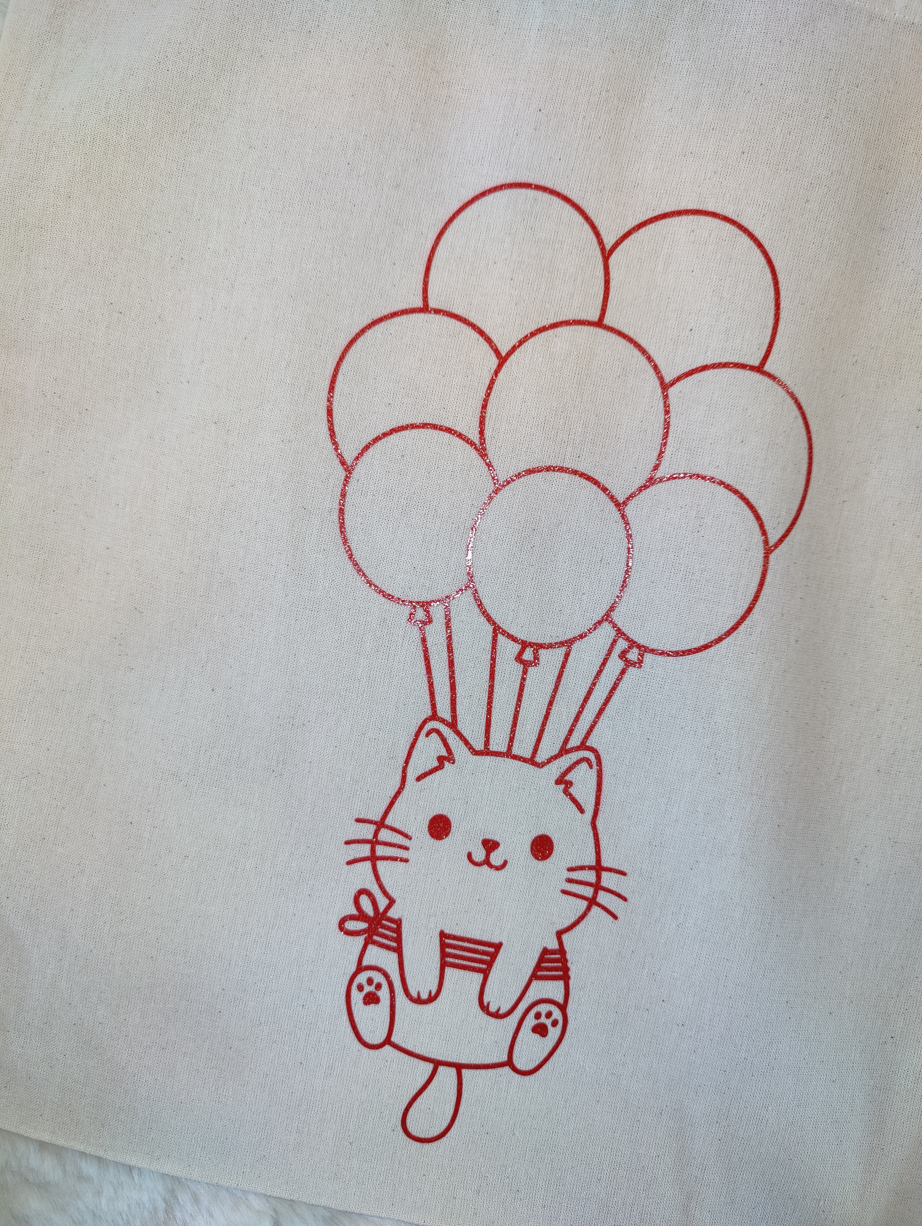 Beutel groß Katze an Ballons rot glitzer